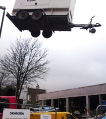 lifting generator in to building site